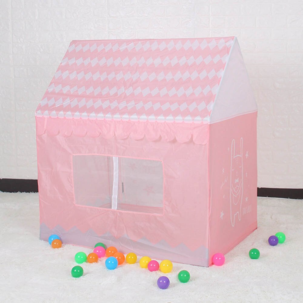 Kids Tent Toy Portable Foldable Indoor Outdoor Play Houses Tents Birthday Ball Pool Simulation House Pink for Children