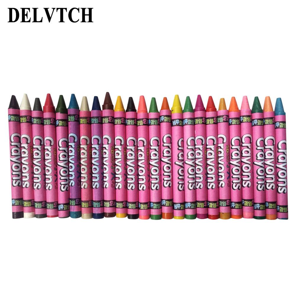 DELVTCH-Juego de 24 colores de lápiz de cera, lápices de colores, pasteles de grafiti al óleo, pintura para niños, suministros de papelería para dibujar,: Pink