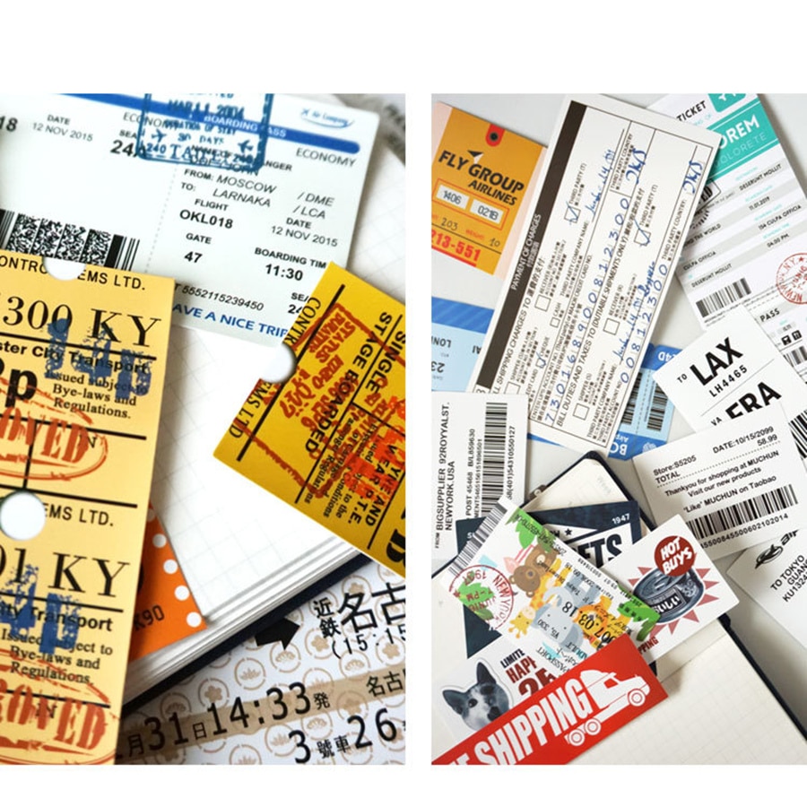 29 stk retro flybilletter klistermærke rejse boarding pass air tickerts klistermærker til mac bog kuffert laptop skateboard telefon bil
