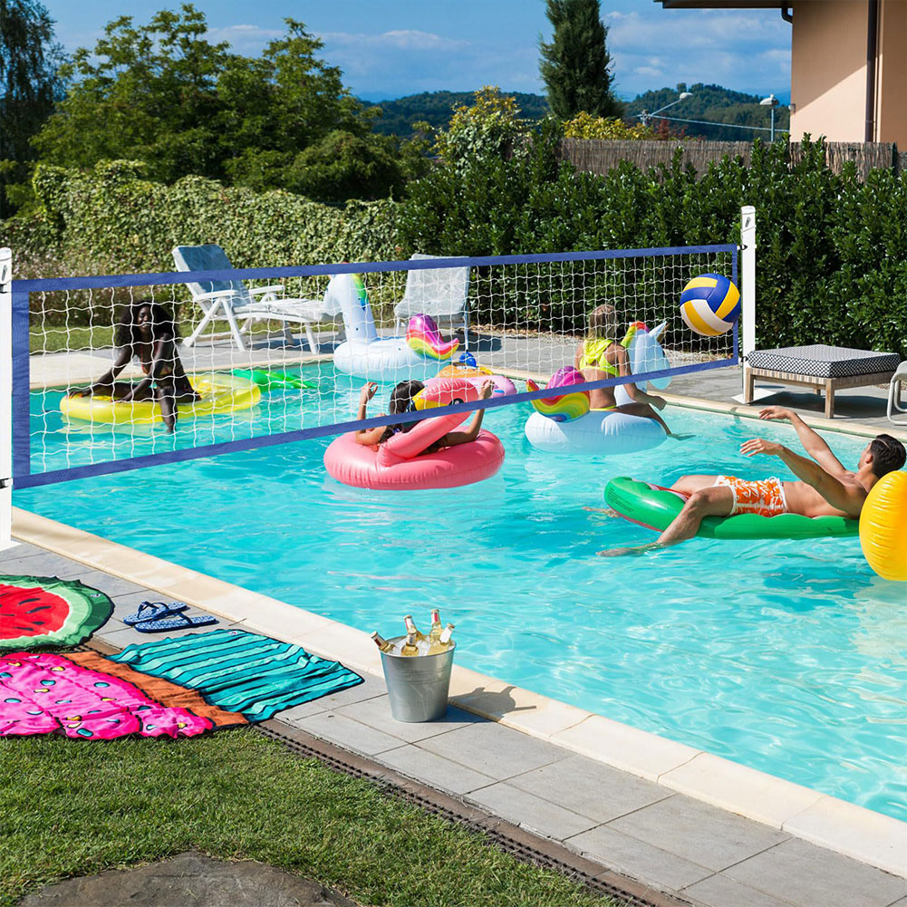 15ftx3ft Folding Training Net with Carrying Bag Portable Volleyball Net Adjustable Pool Water Volleyball Net for Summer Party
