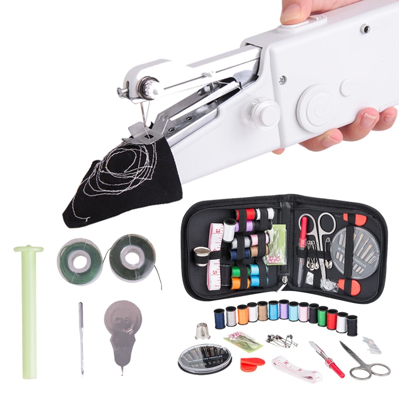Handheld Sewing Machine Portable Mini Electric Handmake Sewing Tool Stitching Machine Handy Stitch For Fabric Clothing 1set