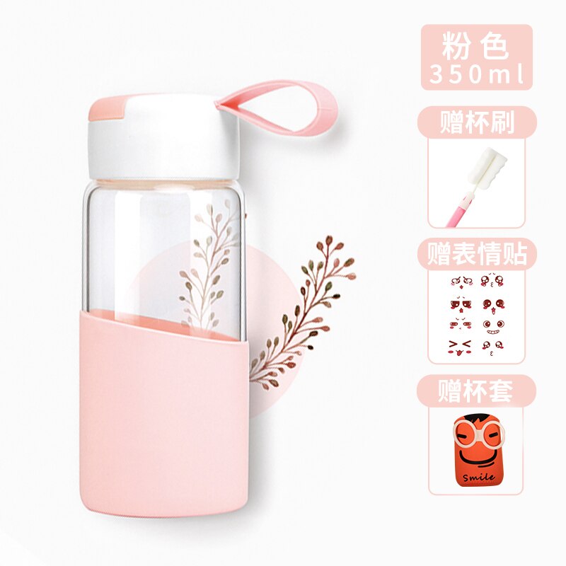 Summer Transparent Fitness Glass Cute Water Bottle Outdoor Cute Baby Eco Friendly Gym Portable Para Agua Drinkware BY50SP: style10