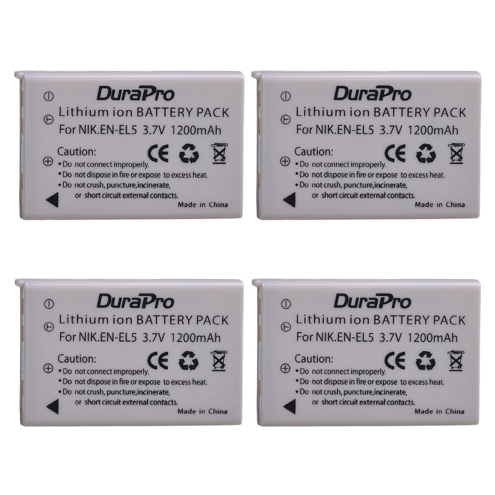 Batterie ENEL5 EN EL5 1200mAh avec double chargeur LCD, pour Nikon EN-EL5 Coolpix P90 P80 P530 P520 P510 P100 P500 P5000 P5100 P6000: 4x Battery