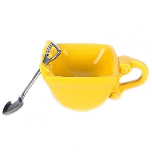Creativiteit Graafmachine Mok Emmer Model Thee Cup Plastic Met Roestvrij Staal Schop Lepel Grappige Water Cup: YELLOW