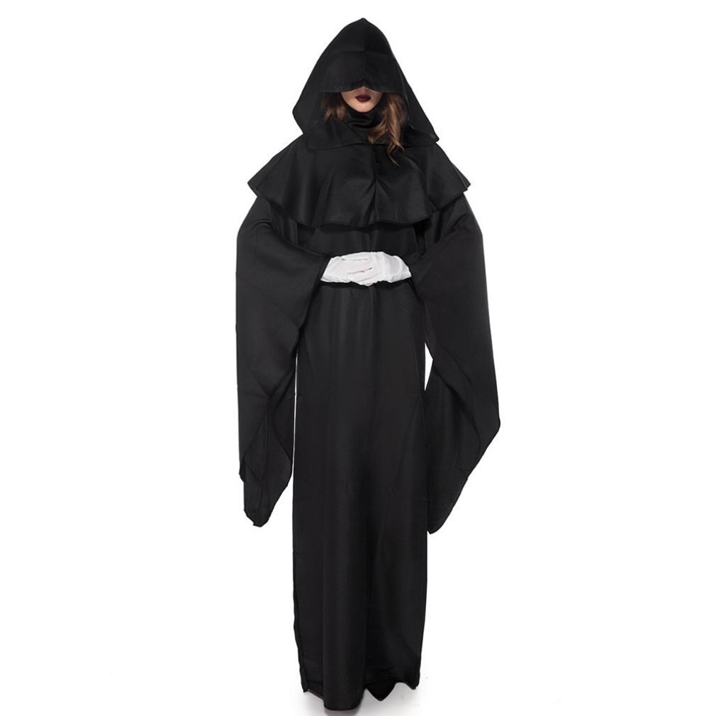 Halloween Evil Kostuum Dark Evil Vampire Zwart Eenvoudige Robe Kostuum Stadium Gothic Cosplay Middeleeuwse Demon Cape Voor Volwassen