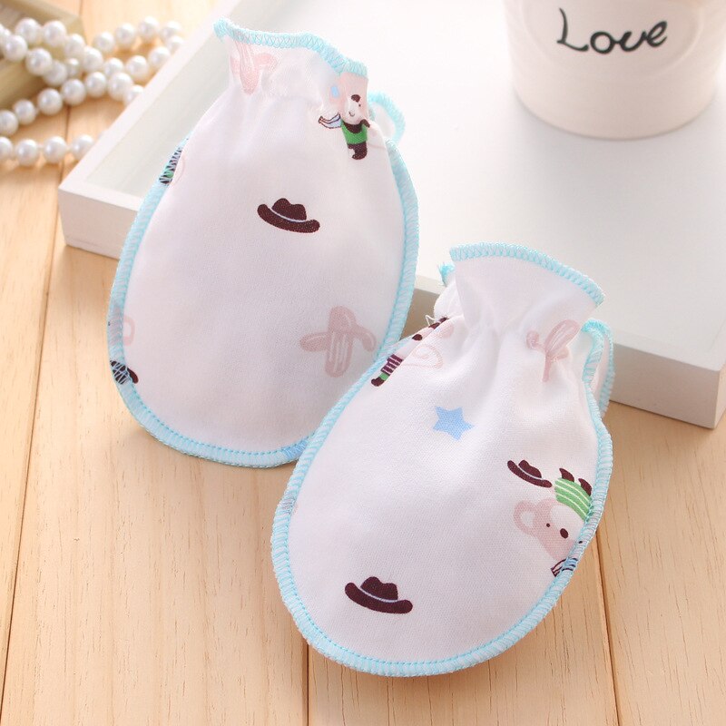 AmyaBaby Cute Baby Anti Scratching Gloves Newborn Protection Face Cotton Scratch Mittens Cartoon Pattern Random Deliery