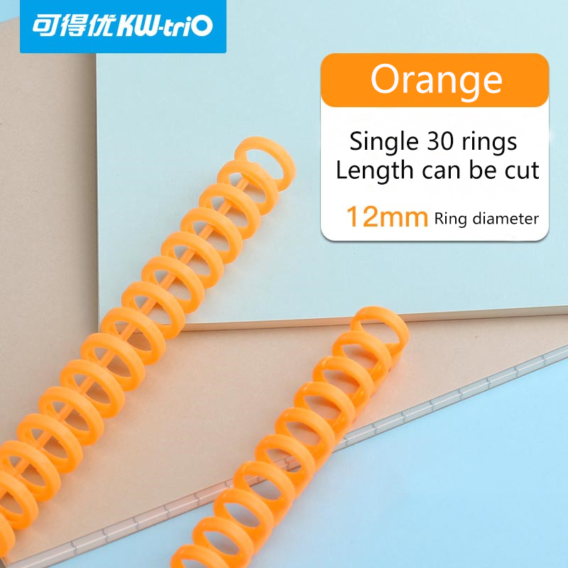 30 Hole Loose-leaf Plastic Binding Ring Spring Spiral Rings for 30 Holes A4 A5 A6 Paper Notebook Stationery Office Supplies: 1pcs-Orange-Bindingr