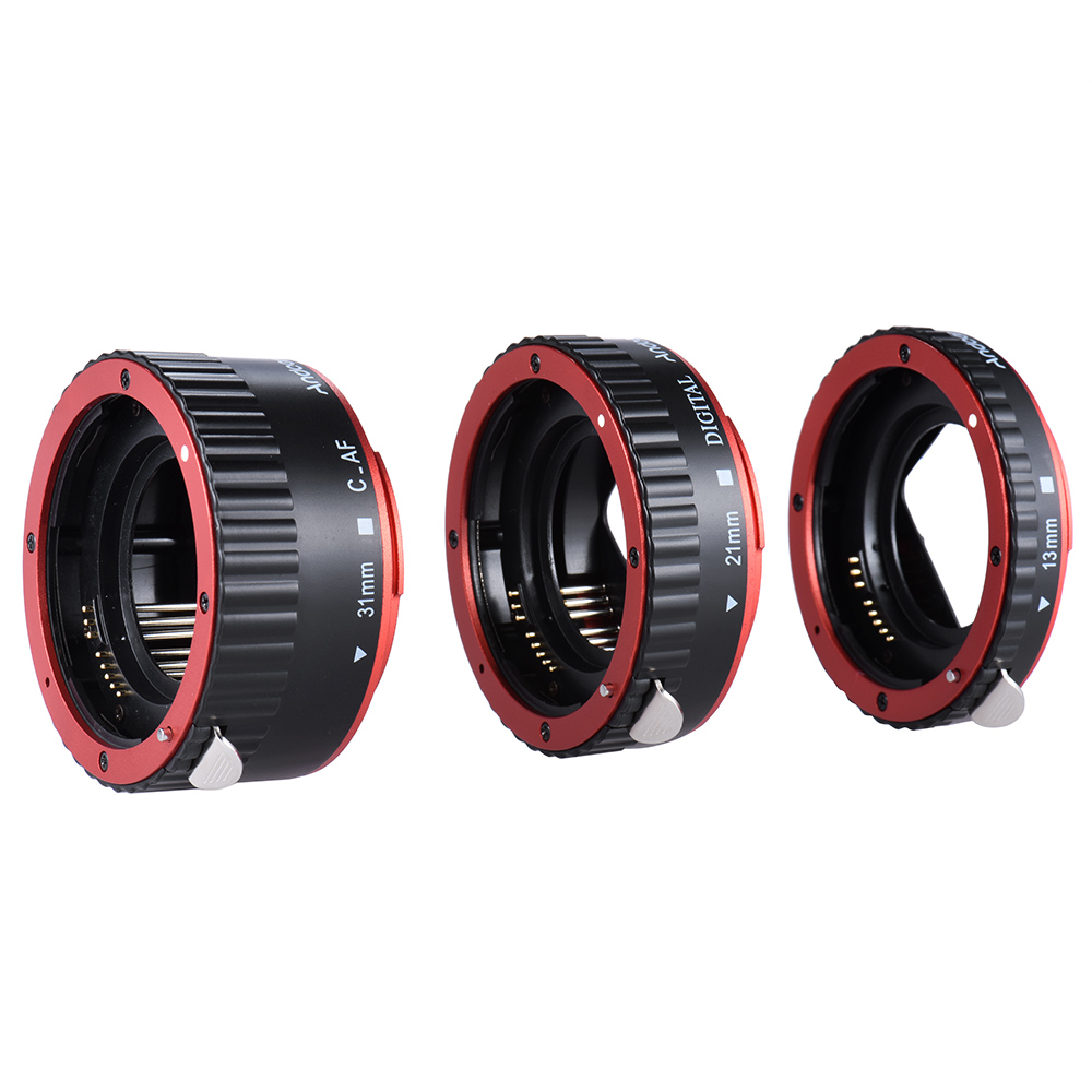 Andoer Colorful Metal TTL Auto Focus AF Macro Extension Tube Ring for Canon EOS EF EF-S 60D 7D 5D II 550D Red