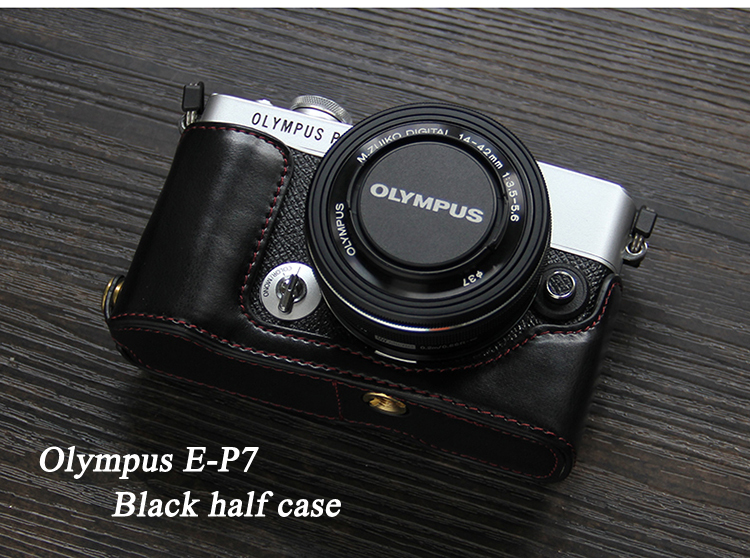 Olympus E-P7 Case Pu Lederen Camera Case Half Body Cover Base Luxe Camera Case Voor Olympus EP7 E-P7: E-P7 Black half case