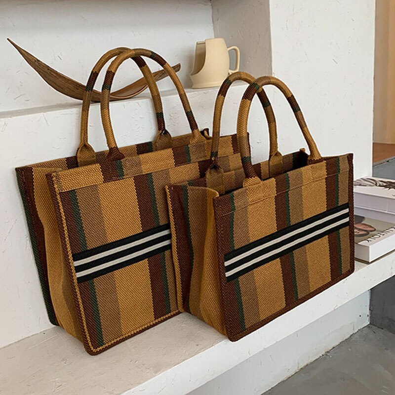 Arrivals Lady Large Capacity Handbags Casual Plaid Shopping Bag Travel Shoulder Bag Female CN(Origin) kawaii bag: Brown