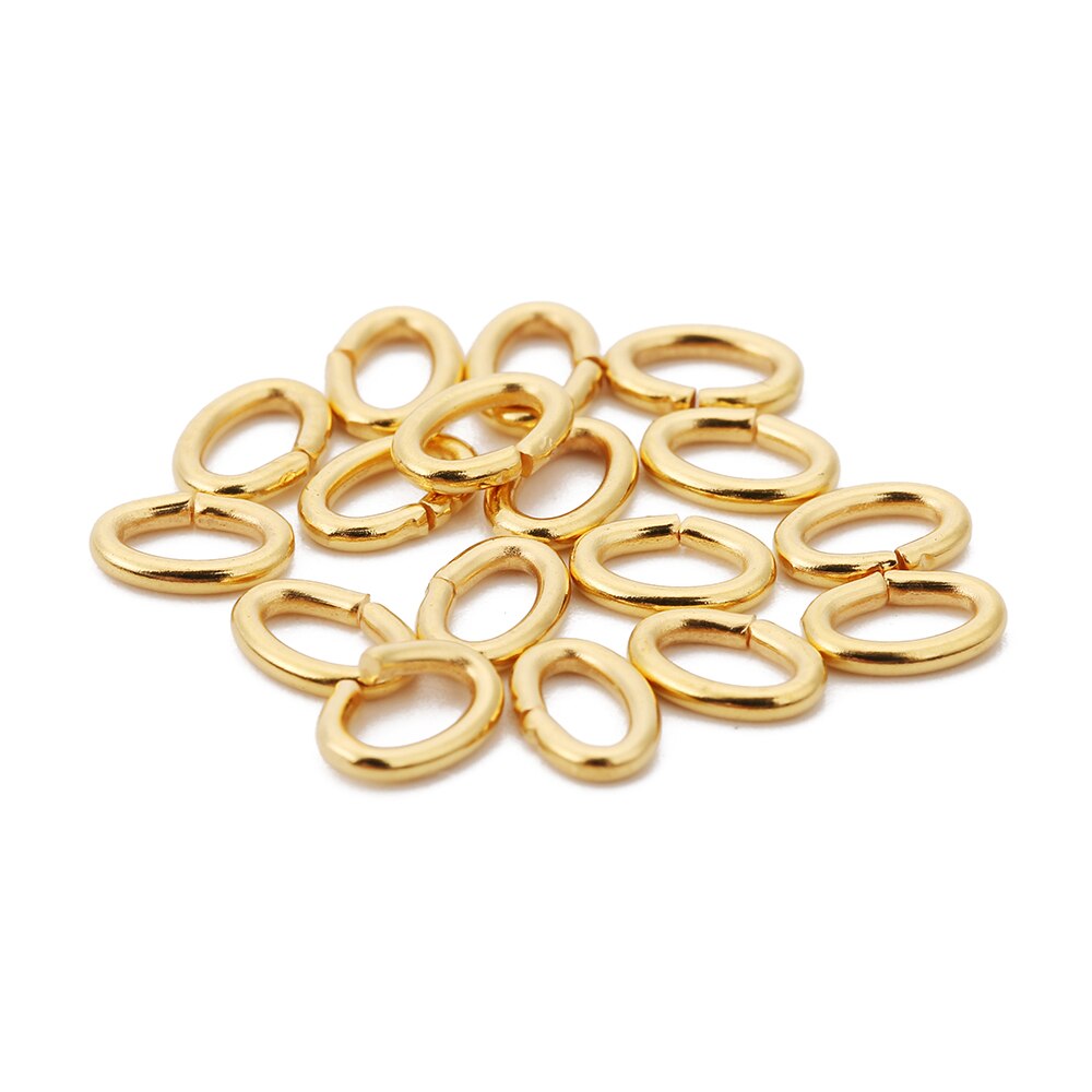 Unids/lote de anillos de acero inoxidable ovalados, anillo de acero dorado, oro rosa, 100x3x4mm, Conector de anillo abierto para DIY, fabricación de joyas: gold