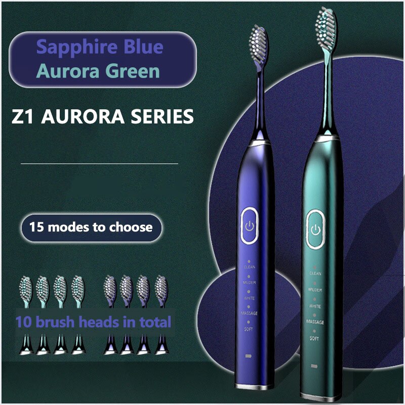 Sonic Electric Toothbrush 5 modes and 15 gears USB Charger Adult timer Brush Tooth Brushes 10 Replacement Heads Teeth Whitening: 09