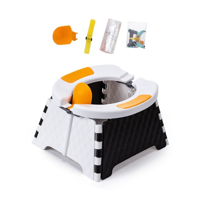 Orinal para bebé, asiento de entrenamiento, para niños pequeños, inodoro plegable portátil para exteriores, urinario, olla GXMB: Blanco
