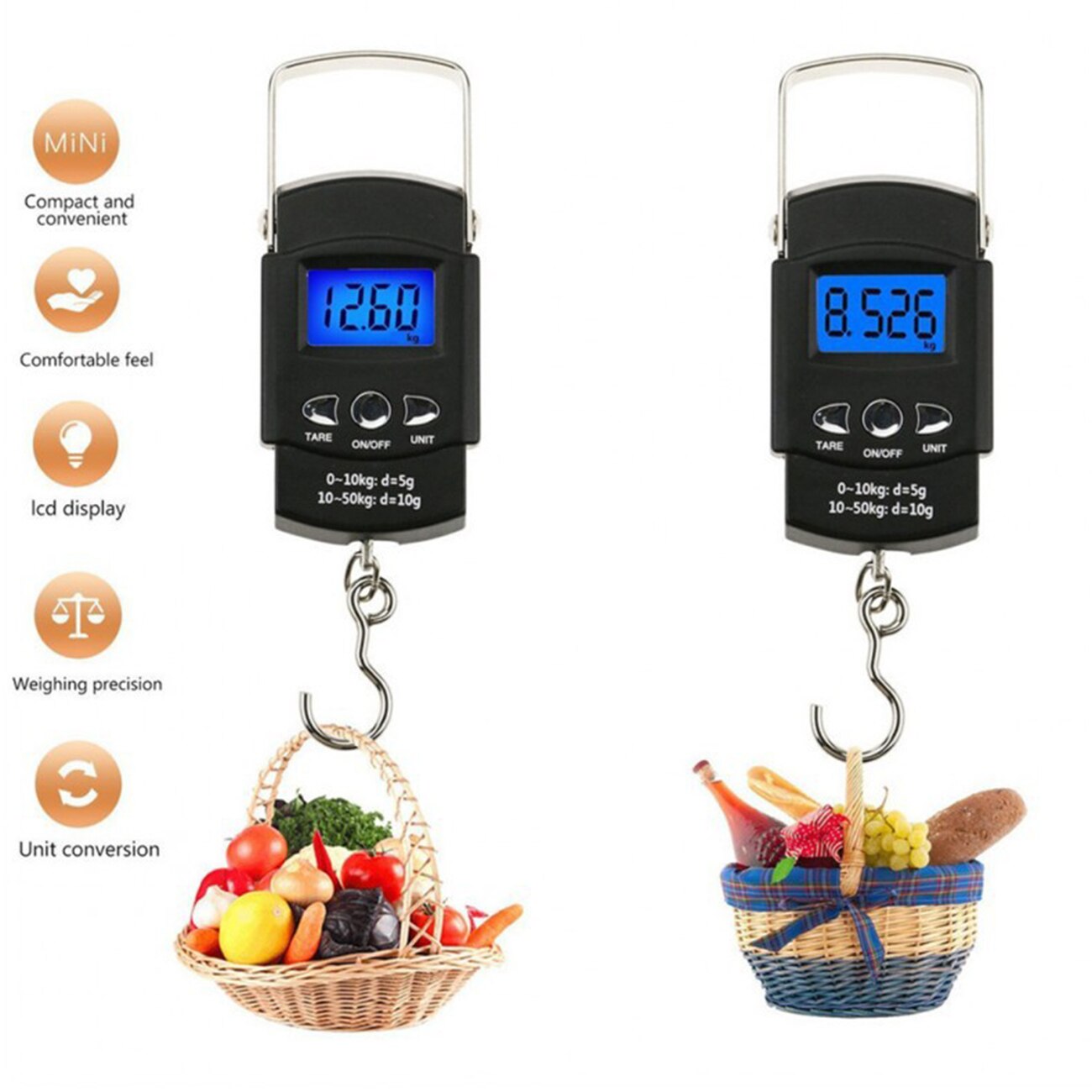 Mini Electronic Digital Scale With LCD Display Portable Suitcase Travel Handheld Weighing Hanging Scale Fishing Balance Tools