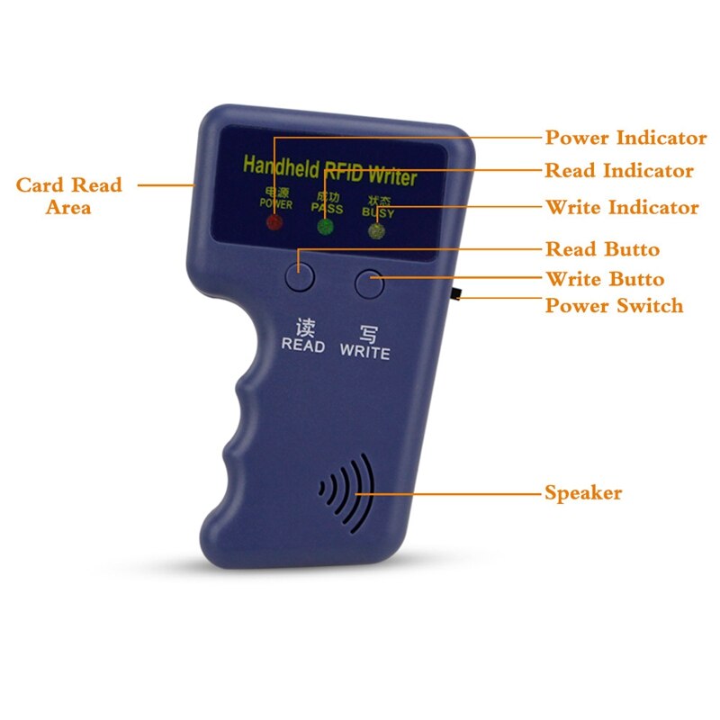 Lector duplicador de llaves RFID de 125Khz portátil, lector grabador de tarjetas de identificación, clonador, programador, lector compatible con 10 teclas, réplica de tarjetas de acceso