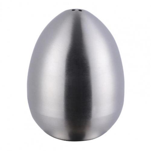 Salt Cellar Spice Pepper Shaker Egg Shaped Spice Container Stainless Steel Condiment Bottle Kitchen Gadgets seasoning organizer: Silver