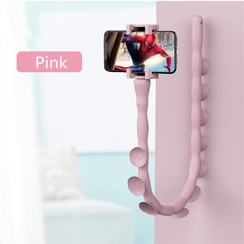 Linda oruga soporte perezoso sostenedor del teléfono móvil portátil flexible soporte para teléfono móvil de escritorio de la pared: pink