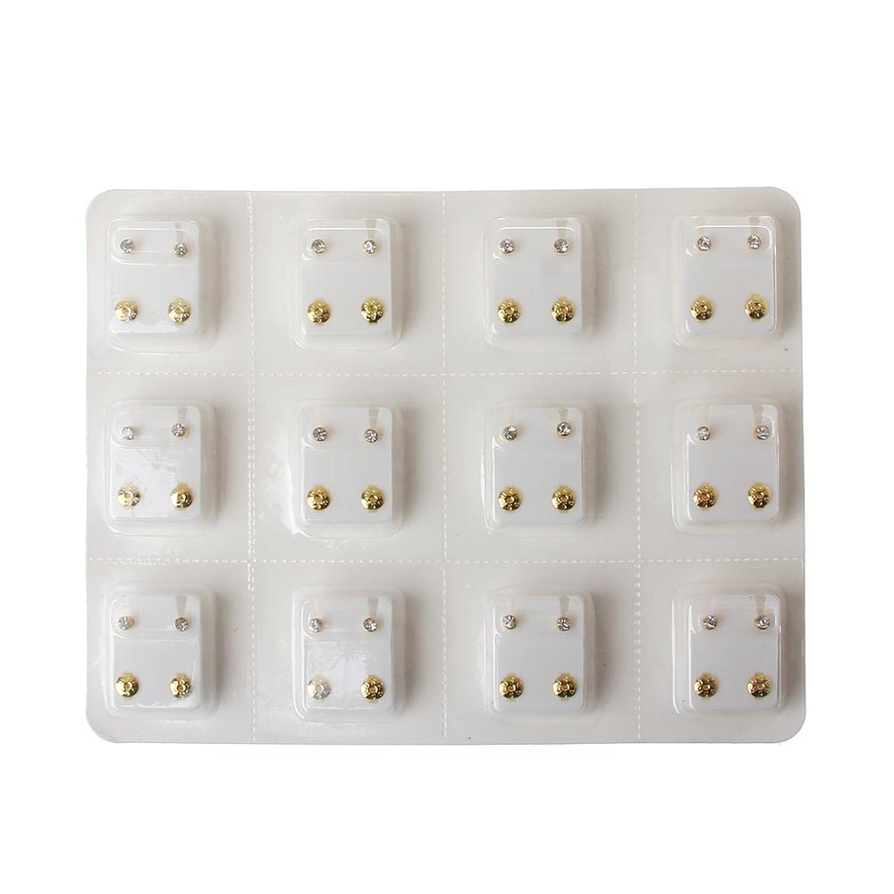 Set van 12 paar gouden oorpiercing oorbellen, hypoallergeen, mini oorbellen met 3mm zirkonia steentjes.: 2
