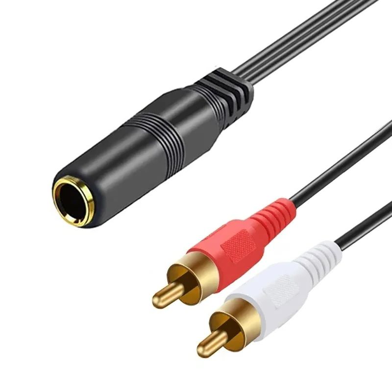 1/4 inch TRS-aansluiting naar 2 RCA R/L Y-splitter Stereo audiokabel 0,3 m Dual RCA naar 6,35 mm adaptersnoer voor versterker mixer luidspreker