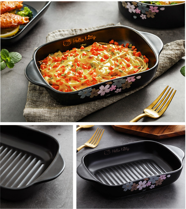 Cartoon Keramische Bakken Japanse Bakplaat Pan Pot Schotel Plaat Servies Kom Lade Magnetron Keuken Servies: 22.5x18.2x4.5cm