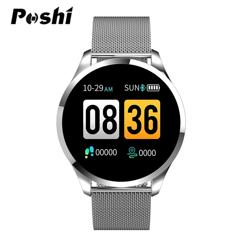 Montre intelligente de luxe hommes moniteur de fréquence cardiaque pression artérielle Sport Fitness montres femmes montre numérique IOS Android Iphone Smartwatch: silver steel