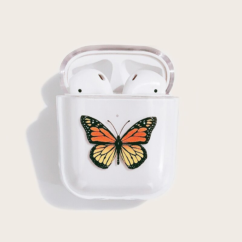 Yellow butterfly wireless bluetooth headset protective shell is suitable for airpods2 transparent PC hard shell