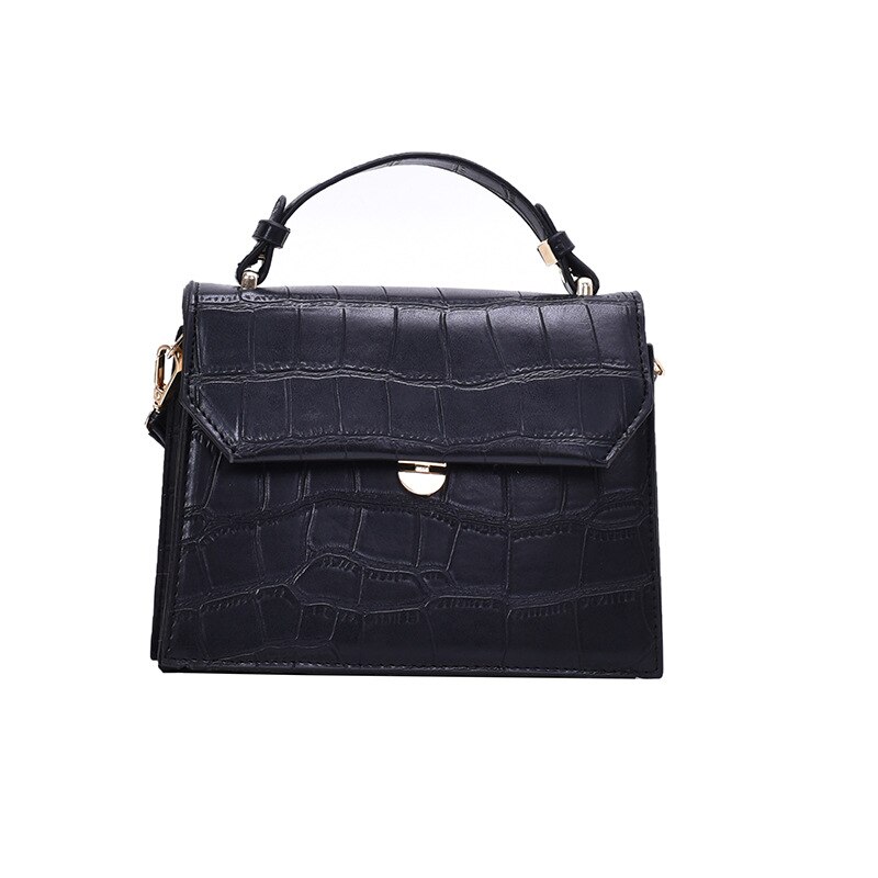 Women's bag stone pattern one shoulder slant span small bag handbag women's bag: black