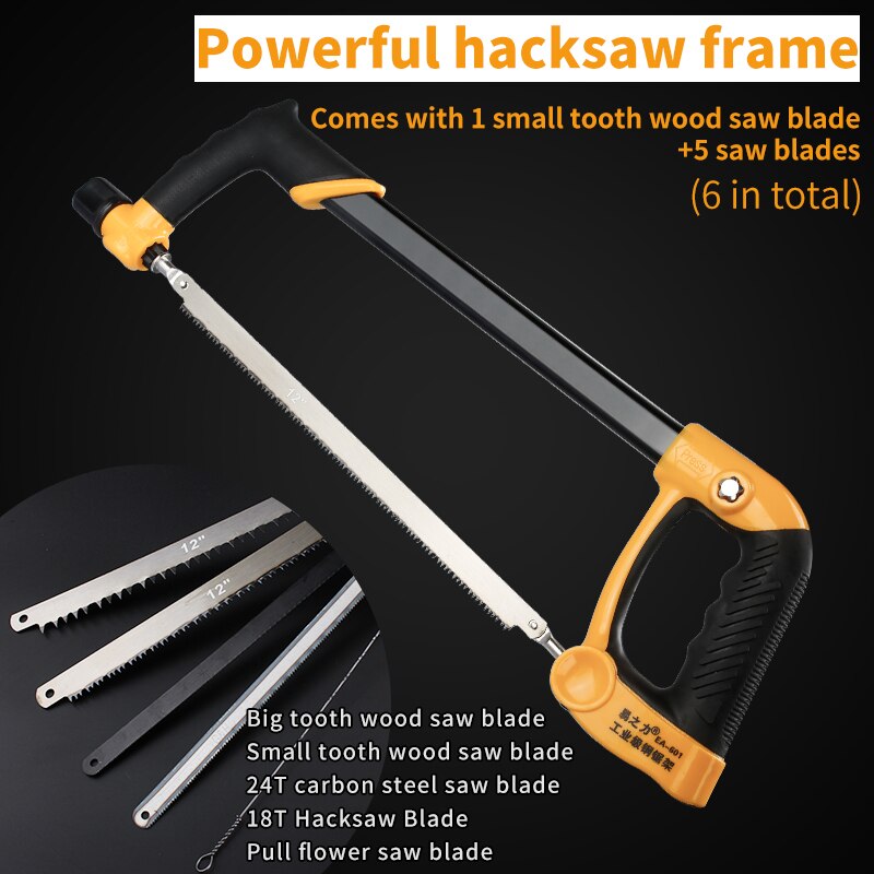 Powerful Hacksaw Frame Household Metal Cutting Manual Small Hacksaw Small Hand Saw Blade Woodworking Tool Pull Saw