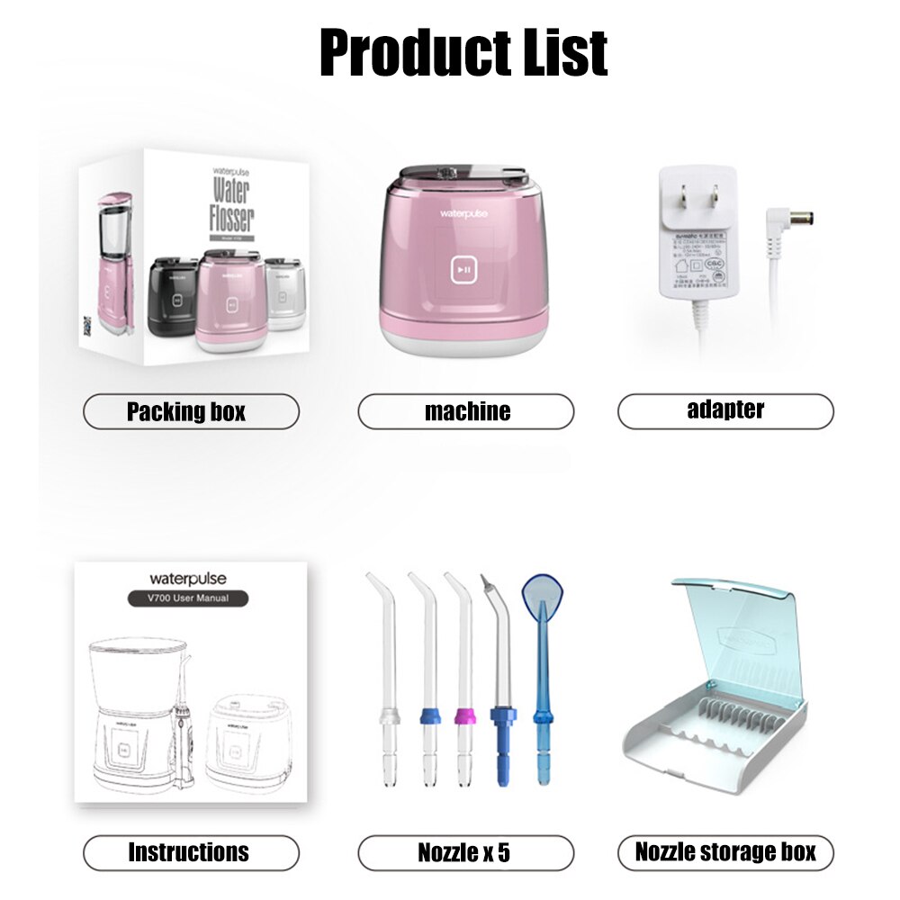 Waterpulse Oral Irrigator Dental Water Flosser 1000ml Capacity Tank Oral Irrigator Dental Water Floss Jet Tooth Cleaner