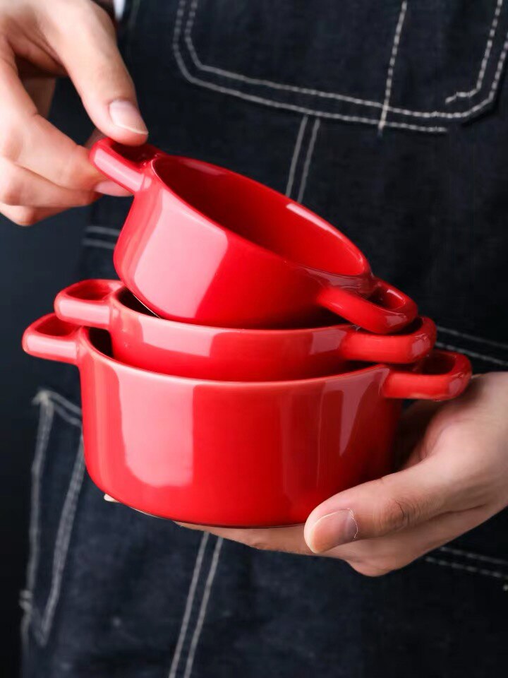 Podwójne ucho ceramiczne gulasz parowy garnek z pokrywką żaroodporne małe waza jajko mleko patelnia garnki parowe