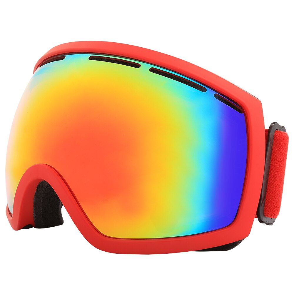 Jiepolly heren dames skibril met grote visie, dubbele lens, snowboard,  uv400 beschermingsbrillen met anticondensfunctie, skibrillen: Rood