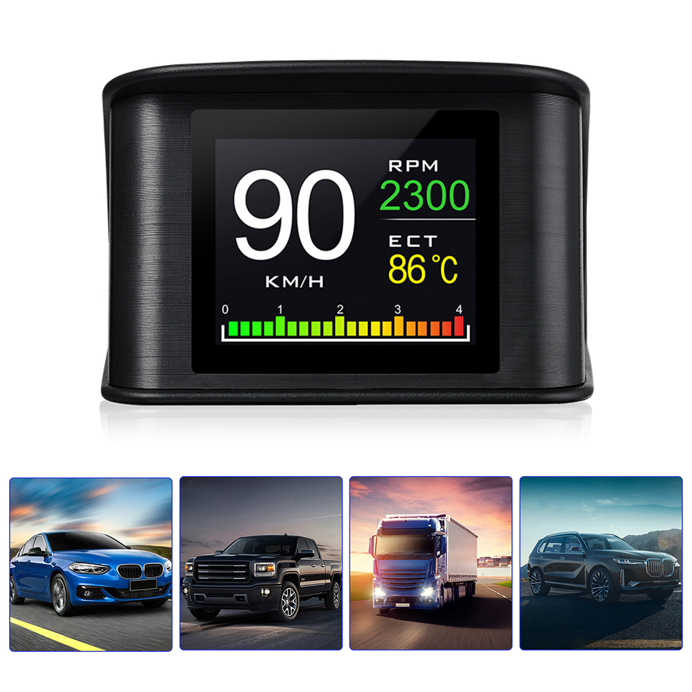 Hud obd 2 bilmålere auto speedometer head up display indbygget computer overhastighed alarm brændstofforbrug temperatur advarsel