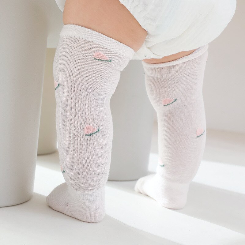 Calcetines de malla con lazo grande para bebé y niña, calcetín largo hasta la rodilla, de algodón, para recién nacidos de 0 a 24 meses, para verano,