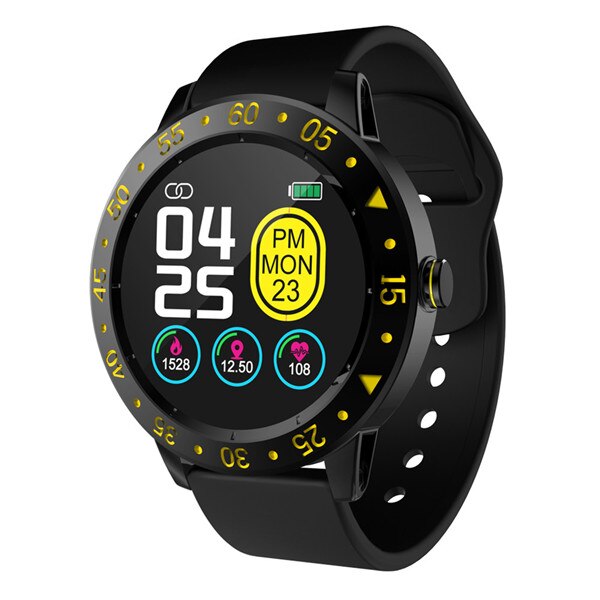 neue Clever Uhr Bluetooth Armbanduhr Anruf Nachricht Benachrichtigung Sport Band Schlaf Herz Bewertung Blutdruck Monitor: schwarz mit gelb