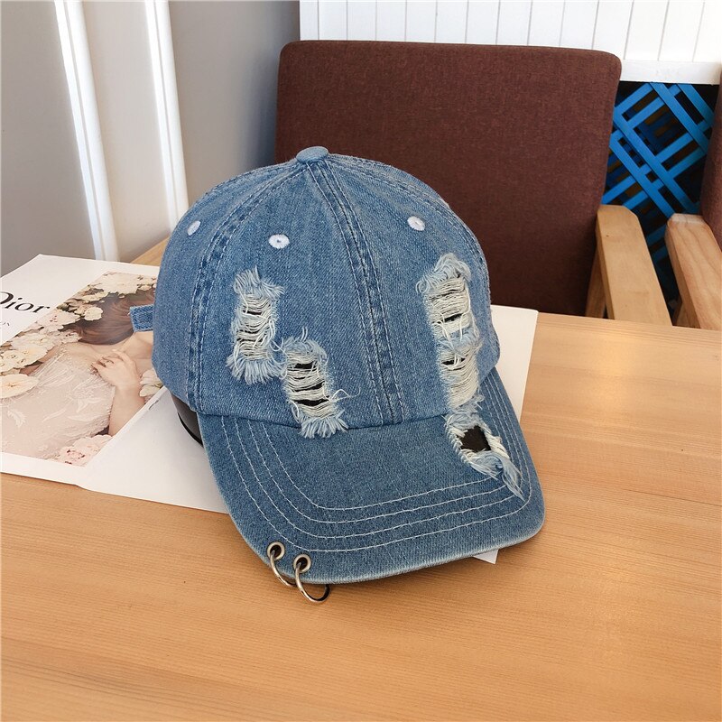 Vrouwen Punk Gewassen Katoen Ripped Sport Hoed Lente Mannen Vrouwelijke Casual Hip Hop Ring Verontruste Baseball Cap Snapback Hoeden