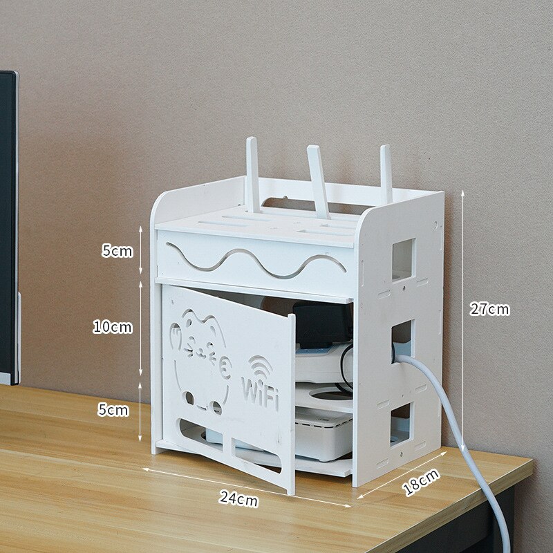 Wifi Router Regal Lagerung Boxen Große Kapazität Kabel Energie Plus Draht Halterung Lagerung Kasten Holz-Kunststoff Zauberstab Regal Stecker halterung: B
