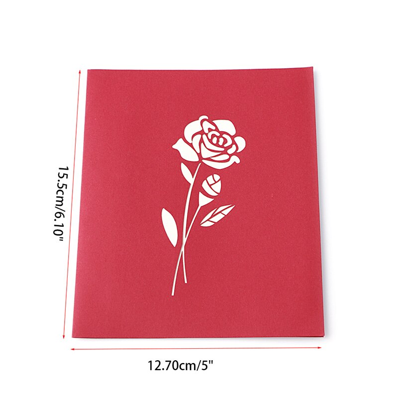 Tarjeta de felicitación emergente 3D Rosa hecha a mano Feliz Cumpleaños feliz navidad tarjetas