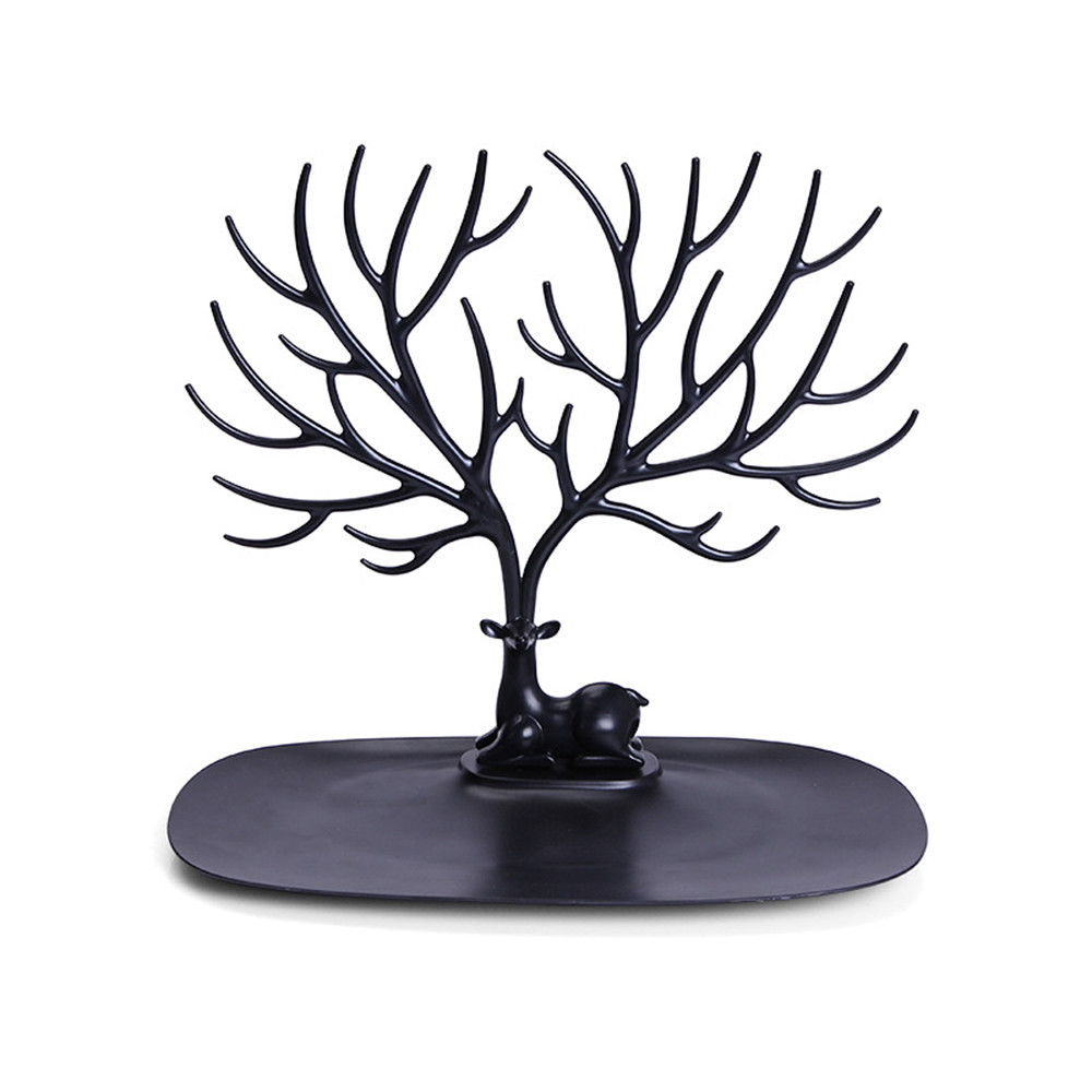 #20 Hirsch Kopf Schmuck Ständer Schmuck Anhänger Ohrringe Halskette Anzeige Stand Baum Lagerung schmuck Veranstalter Halfter: Schwarz