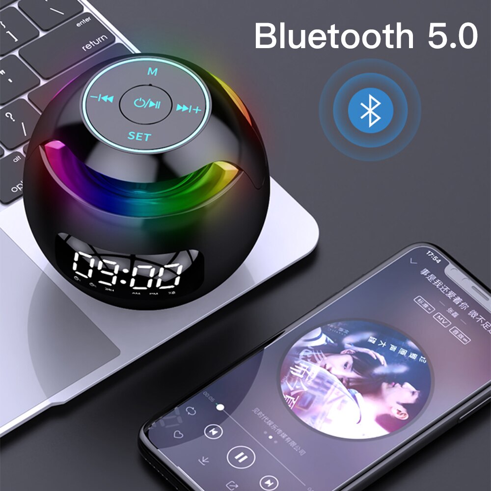 Moderne Draagbare Kolom Bluetooth Speaker Sound Box Met Led Display Wekker Hifi Fm Radio Mini Bluetooth Speaker Home Decor