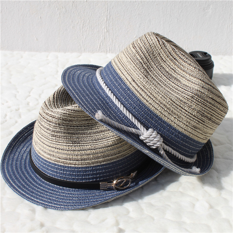 Mænds klassiske cowboy hat strand hat mænds gradient halm jazz hat