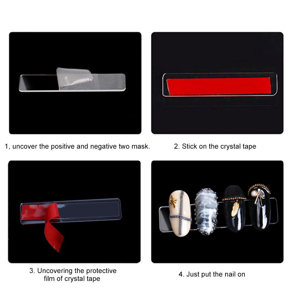 30 Uds cinta de doble cara con 10 Uds soporte de pantalla de arte para uñas transparente cinta de montaje de doble cara extraíble herramienta de Arte de uñas