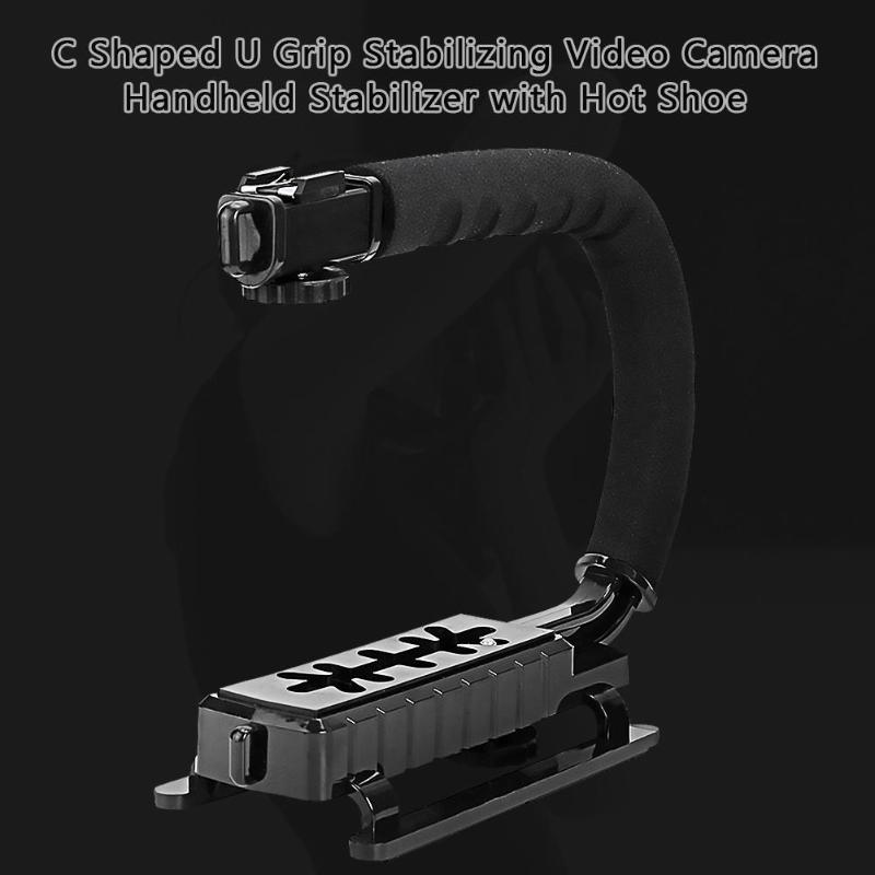 C/U Shaped Handle Grip Camera Handheld Stabilizer with Shoe Mount for DSLR Multi-angle Shooting Easily Convenient