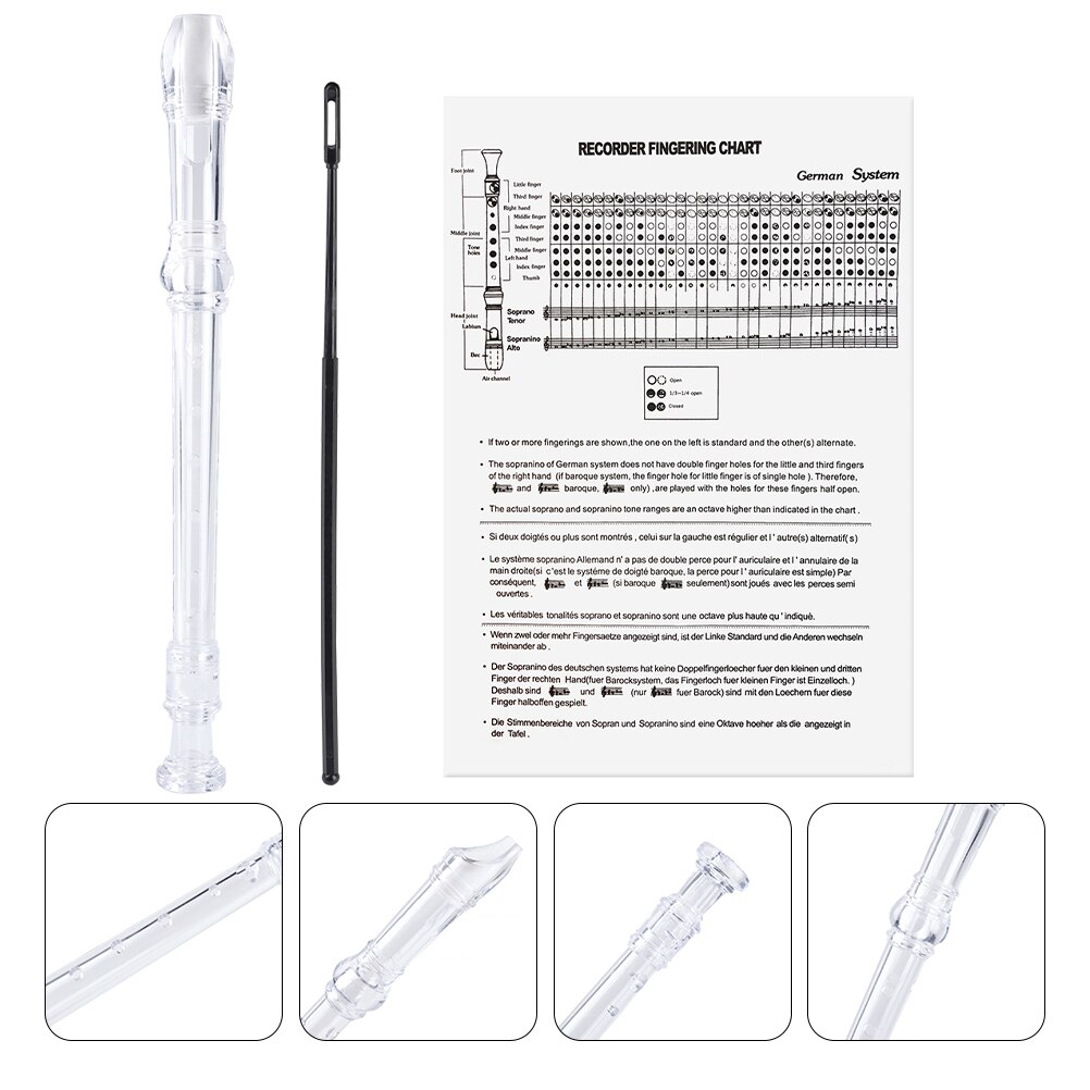 Flûte traditionnelle de clé G d'instrument d'enregistrement de 8 trous avec le manuel de tige de nettoyage