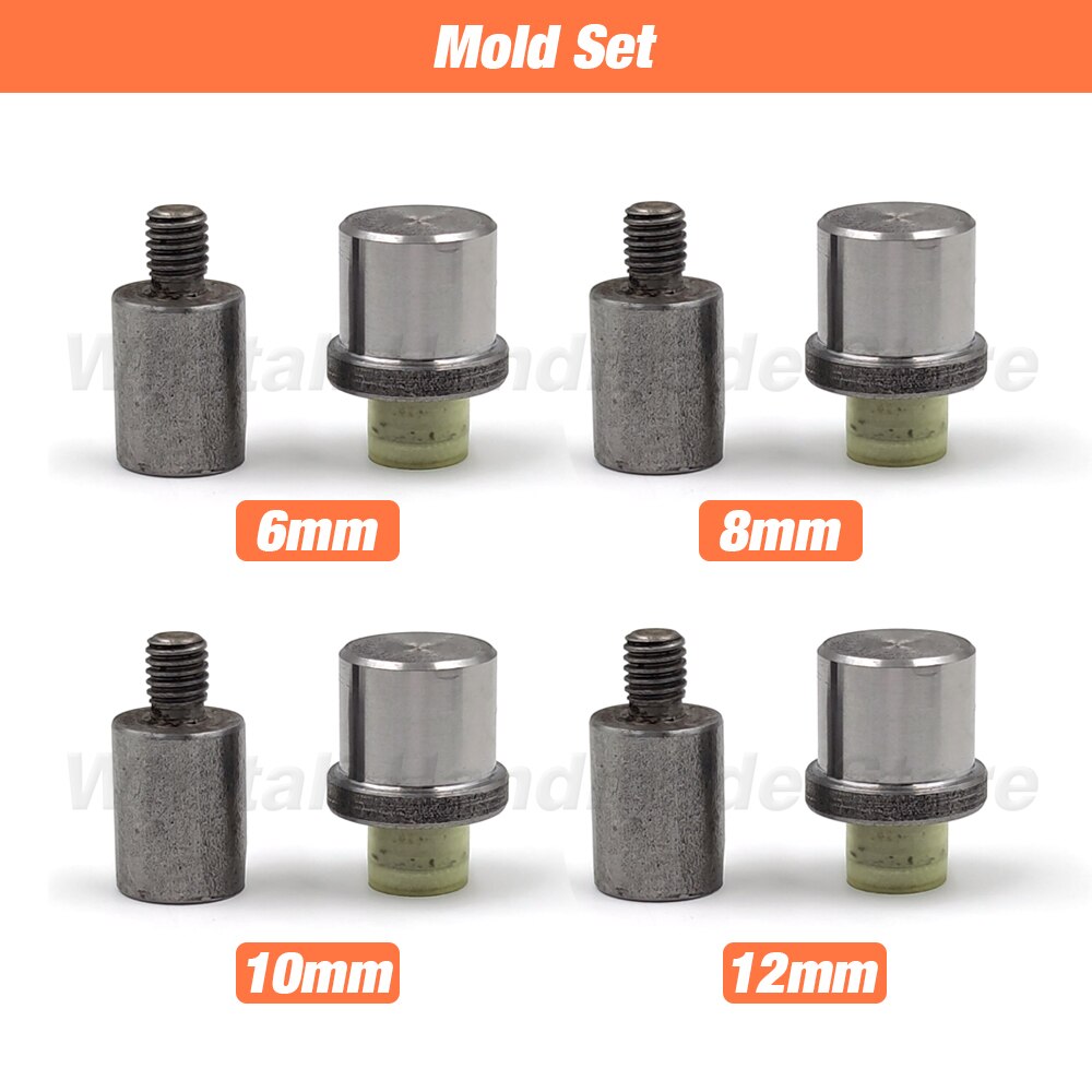 Moule en forme de dôme rond, Rivets, pointes, Kits de têtes de clous avec presse à main, Machine pour chaussures, sacs et vêtements, maroquinerie, 6/8/10/12mm
