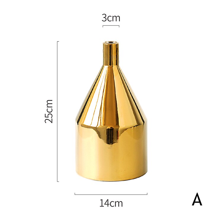 1pc Modern Golden Vase Ceramic Flower Vase Gold Metallic Vase Water Planting Container Desktop Decorative Vase: A