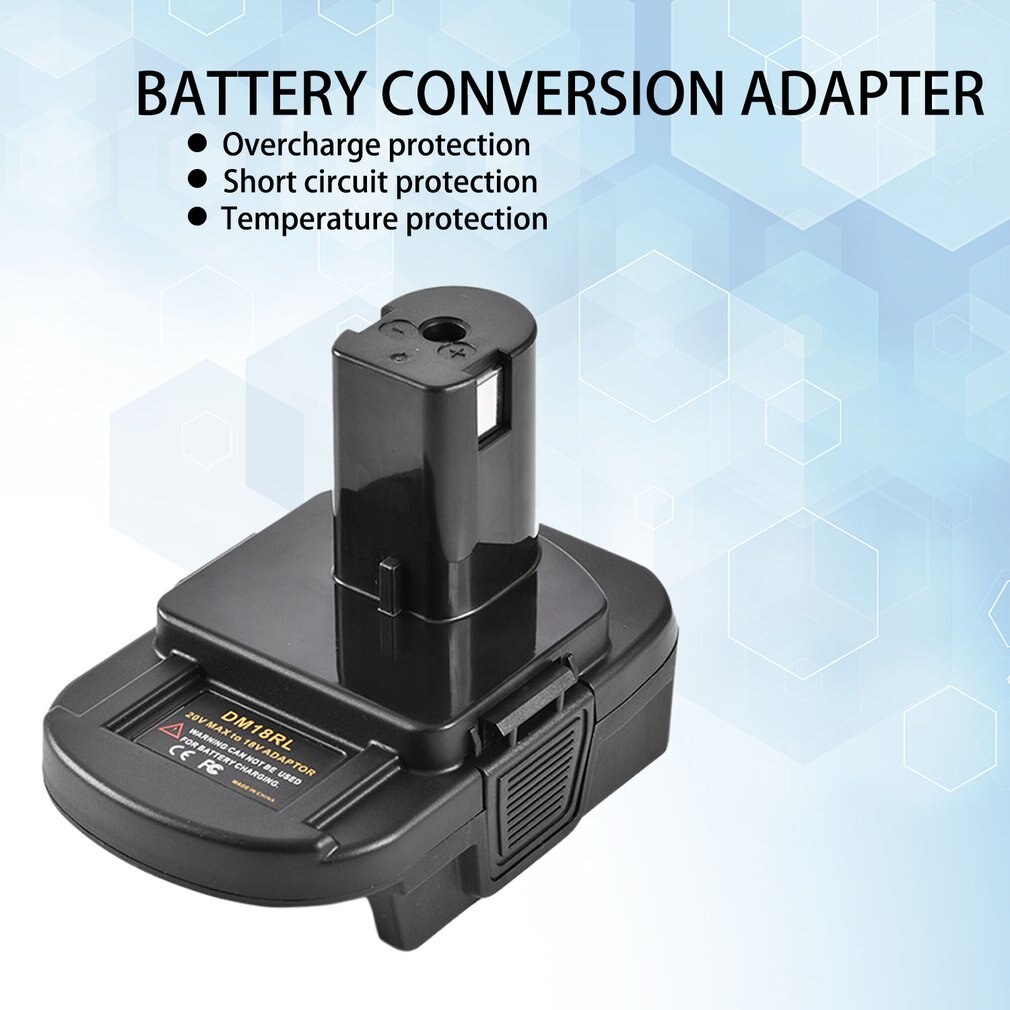 Dm18rl adaptador conversor de bateria usb dm20rob para ryobi converter dewalt 20v milwaukee m18 a 18v adaptador de bateria