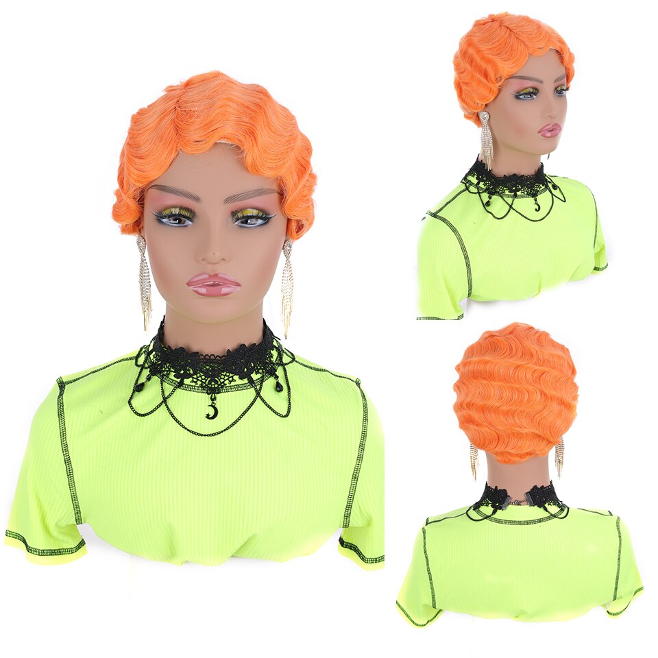 SEEANO – perruque synthétique Afro courte noire 6 pouces pour femmes noires, Blonde rouge violet rose blanc vert, perruque de Cosplay résistante à la chaleur: T27/30/4