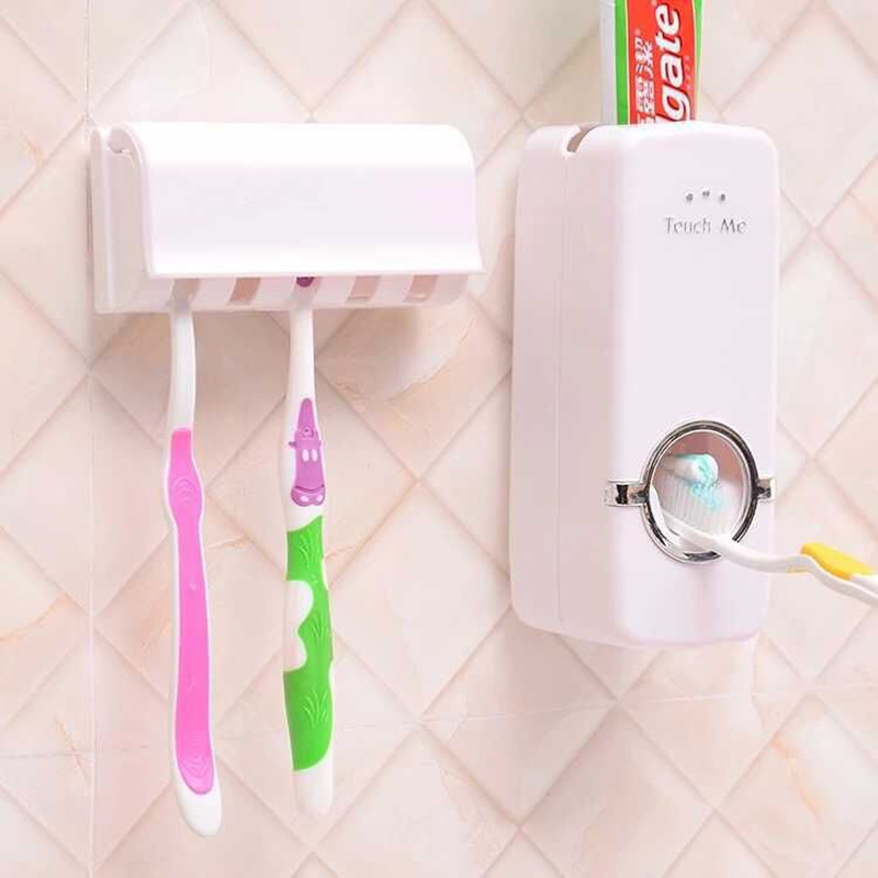 Dispensador automático de pasta de dientes Minions, juego de soporte para cepillo de dientes, juego de baño familiar, estante de montaje en pared, accesorios de baño