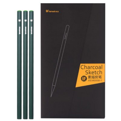 Kit de lápis de desenho profissional de madeira, 12 tamanhos, material duro/médio/macio, lápis de carvão para desenho, arte, pintura, papelaria: hard charcoal