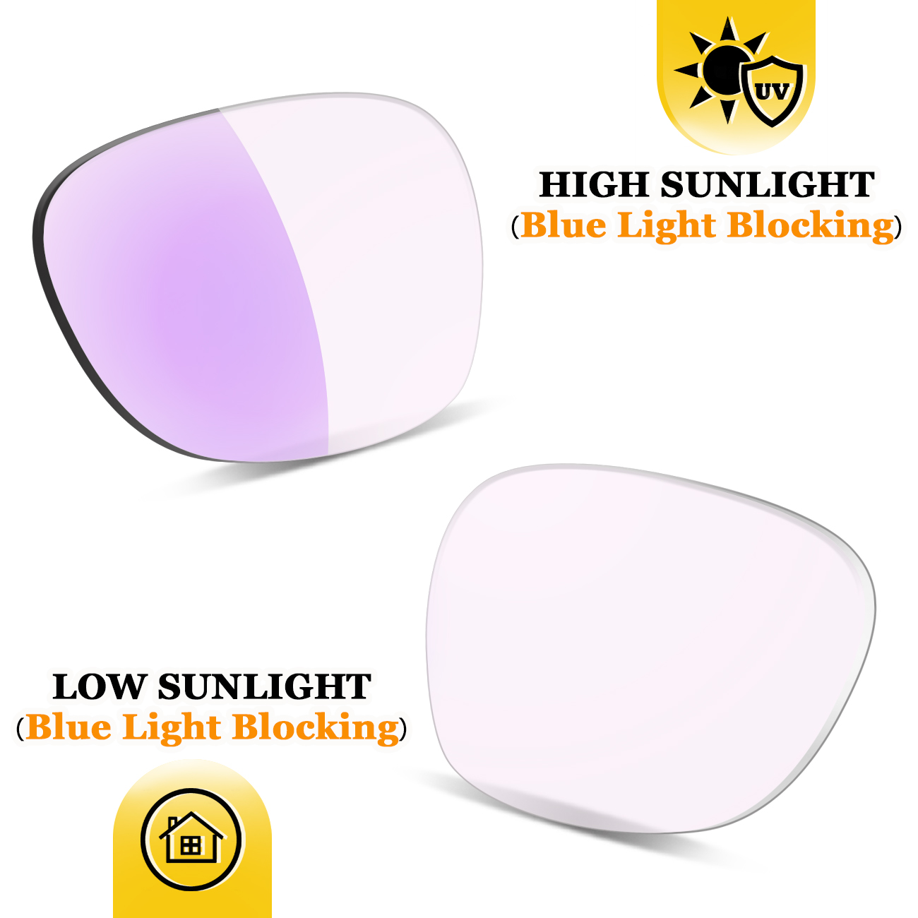 Fotochromatische premium vervangingslenzen voor meta wayfarer (gen 1) rw4006 ( gen 2) rw4012 50mm ai-brillen – niet-gepolariseerd): Lichtpaars